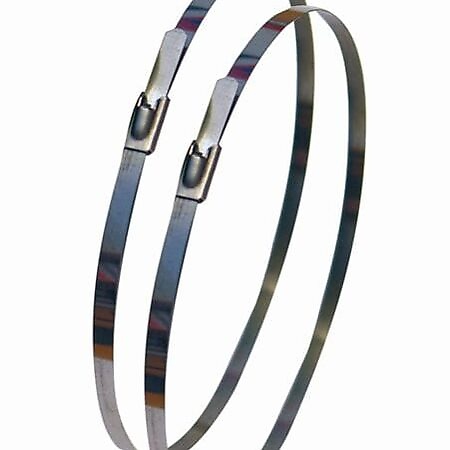 Steel cable tie with ball lock, plastic coated
