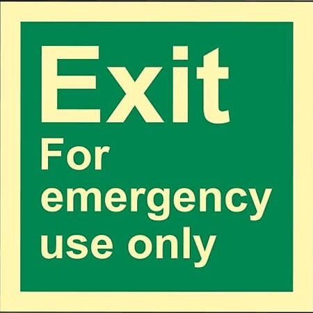 IMO Efterlysande SafeSign "Exit for emergency use only"