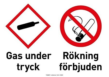 Combination sign - Pressurised gas + No smoking