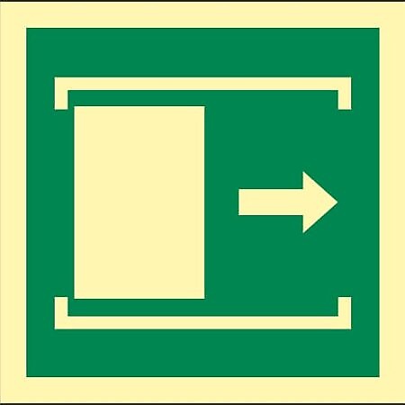 IMO Illuminating SafeSign "Door slides right to open"