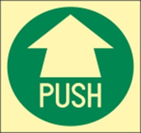 IMO Efterlysande SafeSign "Doorhandles Doordirections push"