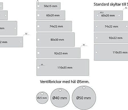 Standard sizes of steel signs