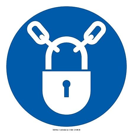 A5 plastic sign: ‘BREAK AND LOCK BEFORE WORK’ + free text: