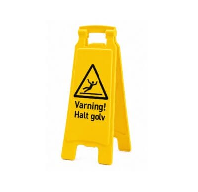 Floor sign with text and symbol - Warning slippery floor