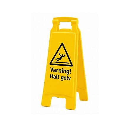 Floor sign with text and symbol - Warning slippery floor