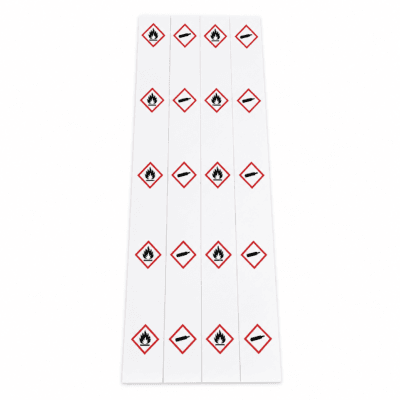 Labelling tape on roll with optional GHS, smaller tubes